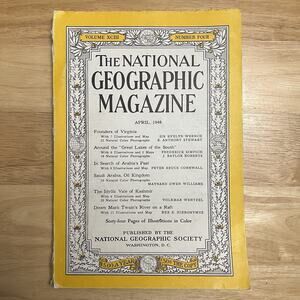 Vintage National Geographic April 1948 Virginia Saudi Arabia Kashmir Mark Twain